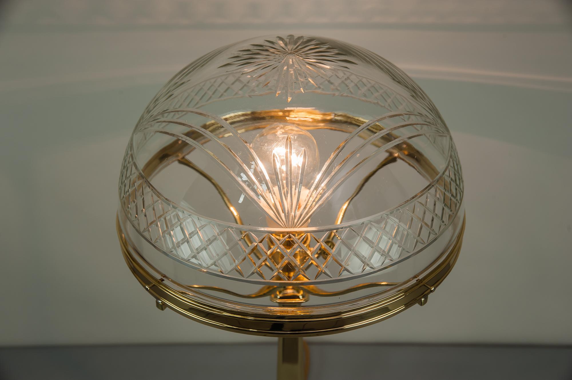 Jugendstil-Tischlampe Wien mit original geschliffenem Glasschirm:: 1909 3