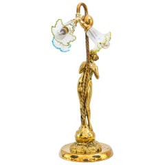 Antique Jugendstil Table Lamp Vienna circa 1908s with Small Opaline Glass Shades