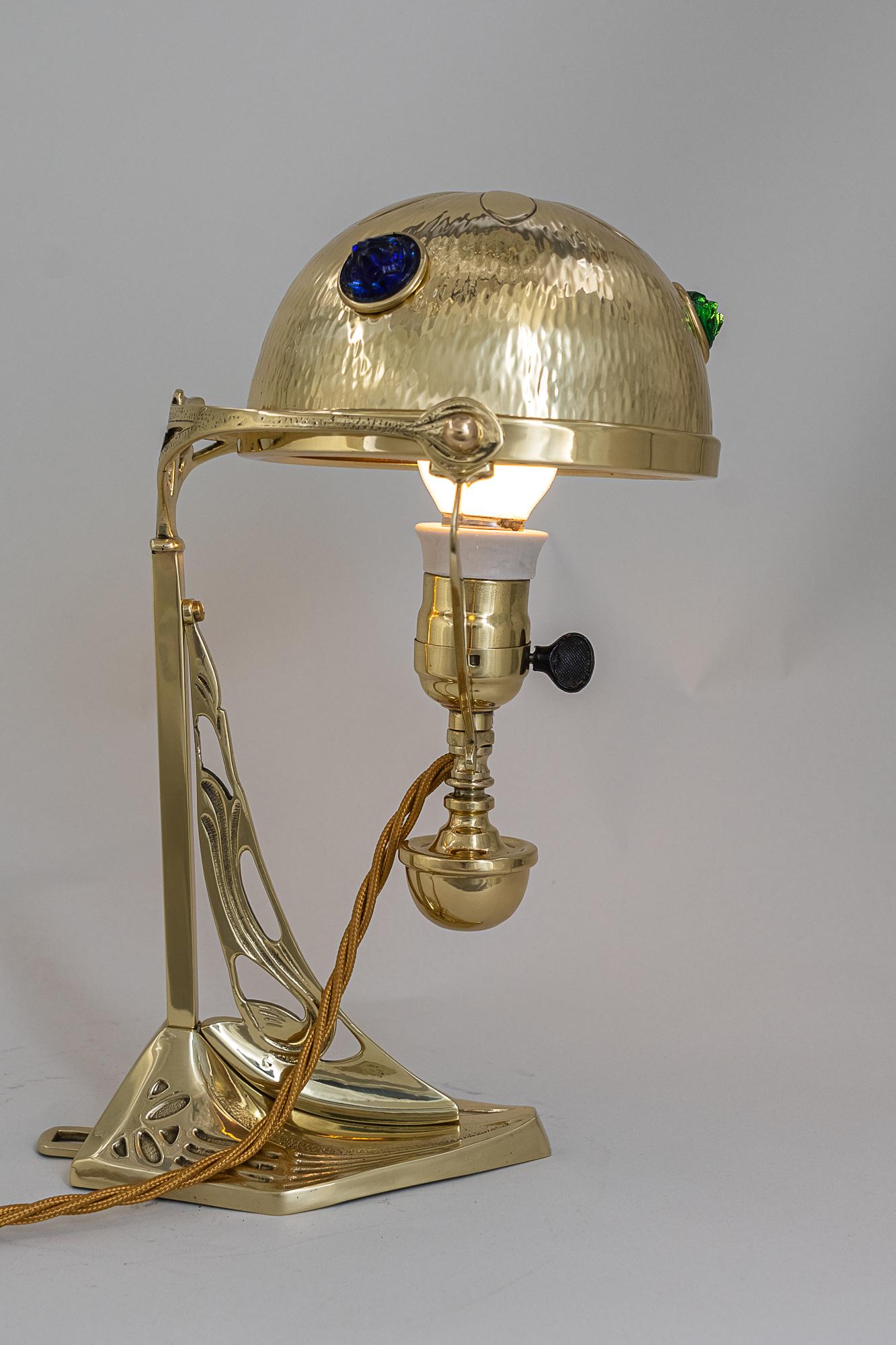 Brass Jugendstil Table Lamp, Vienna, circa 1909