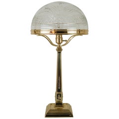Jugendstil Table Lamp Vienna with Original Cut Glass Shade, 1909