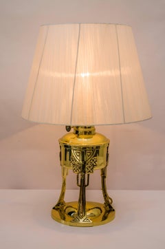 Jugendstil Table Lamp with Fabric Shade, 1907