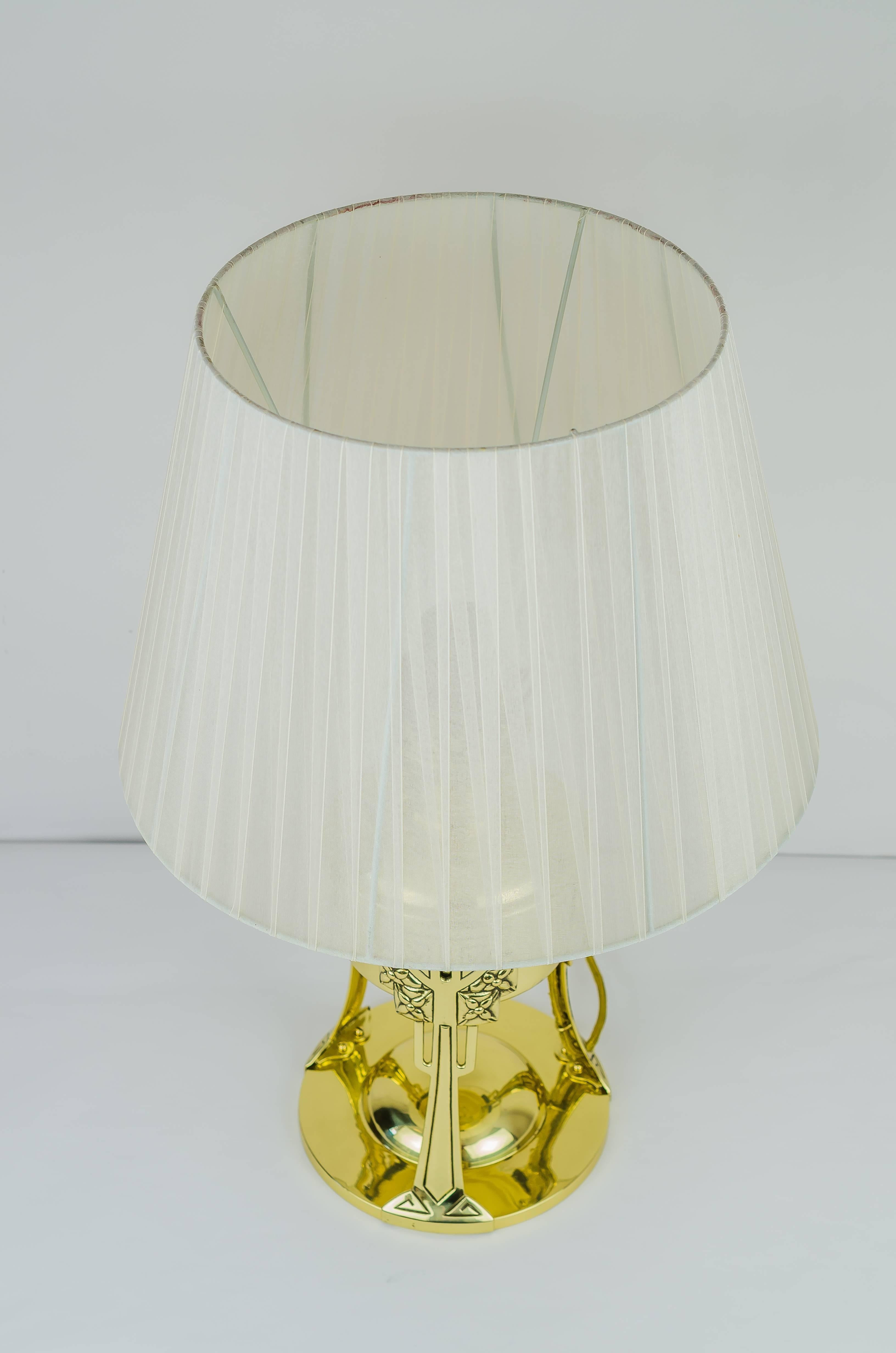 Austrian Jugendstil Table Lamp with Fabric Shade, 1907 For Sale