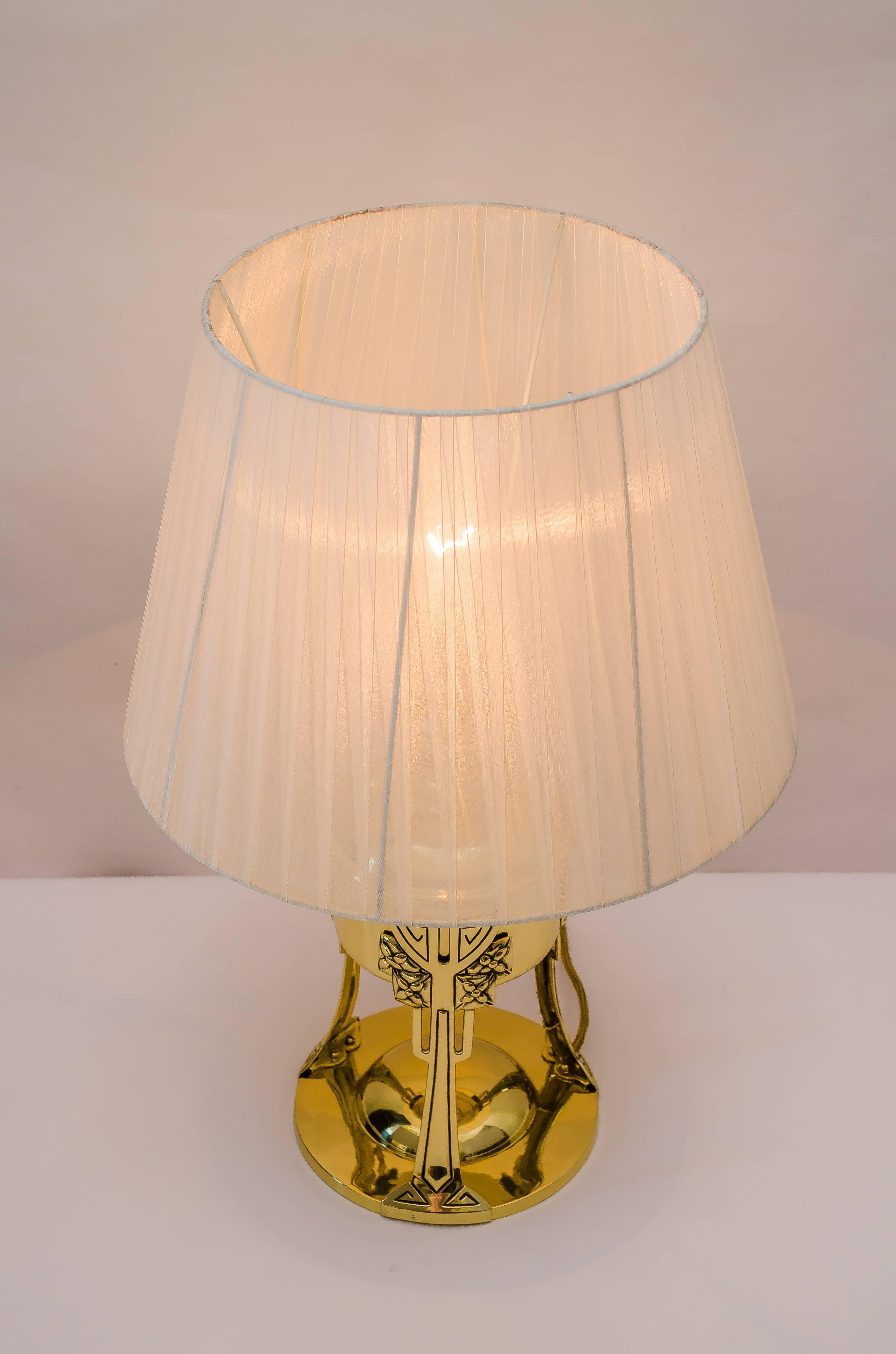 Lacquered Jugendstil Table Lamp with Fabric Shade, 1907 For Sale