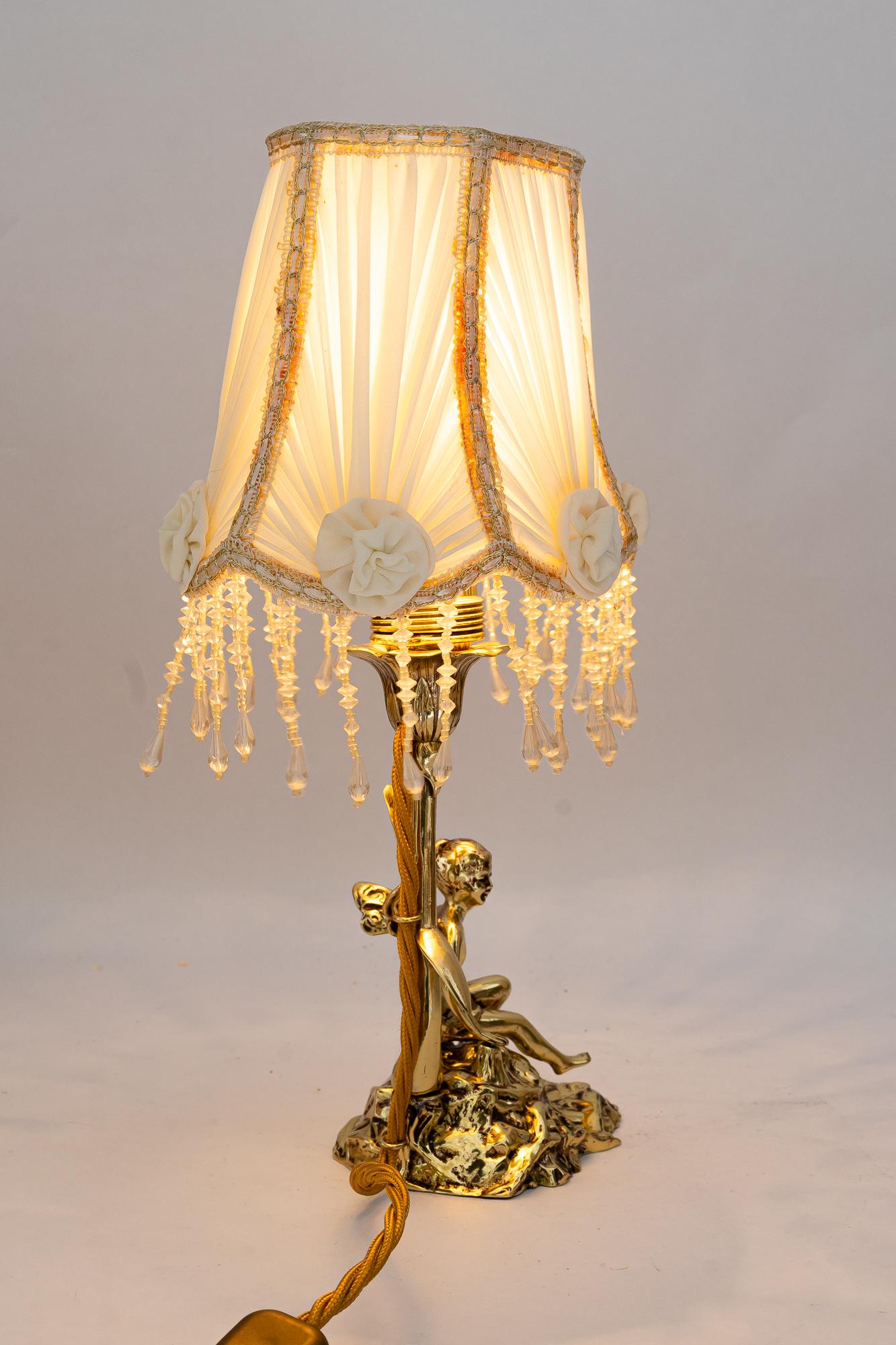 Jugendstil table lamp with fabric shade vienna around 1908 For Sale 3