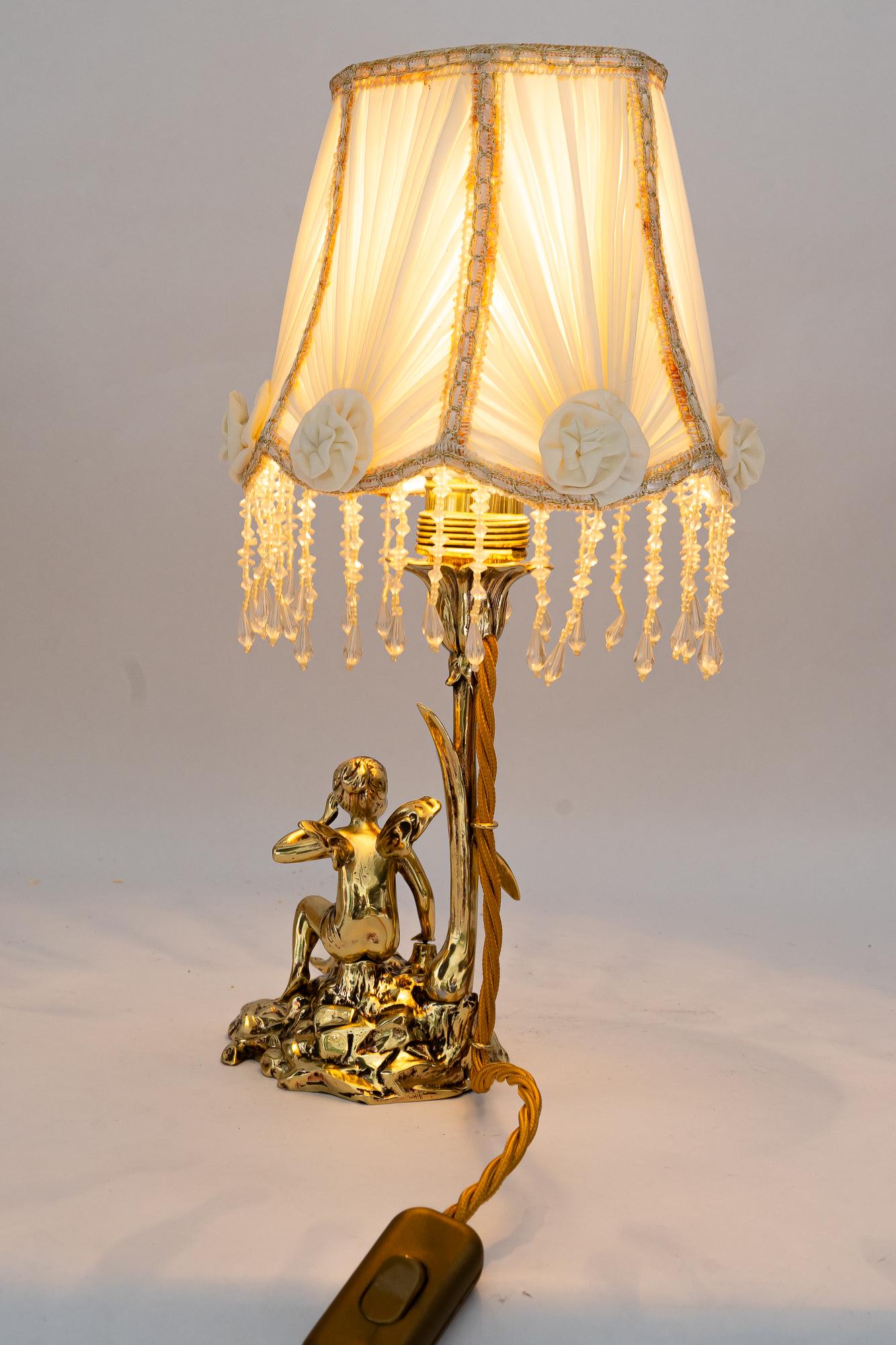 Jugendstil table lamp with fabric shade vienna around 1908 For Sale 5