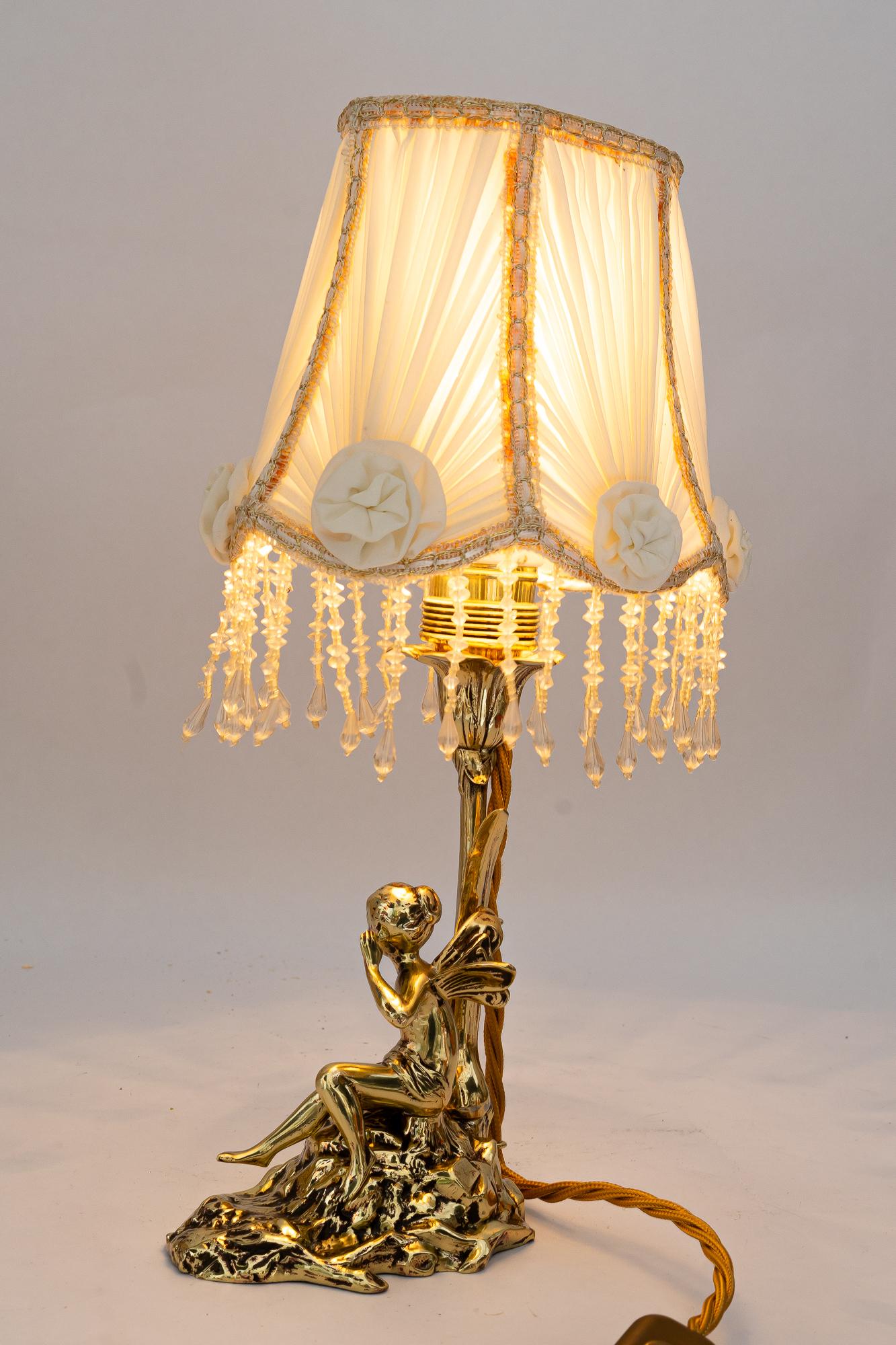 Jugendstil table lamp with fabric shade vienna around 1908 For Sale 6