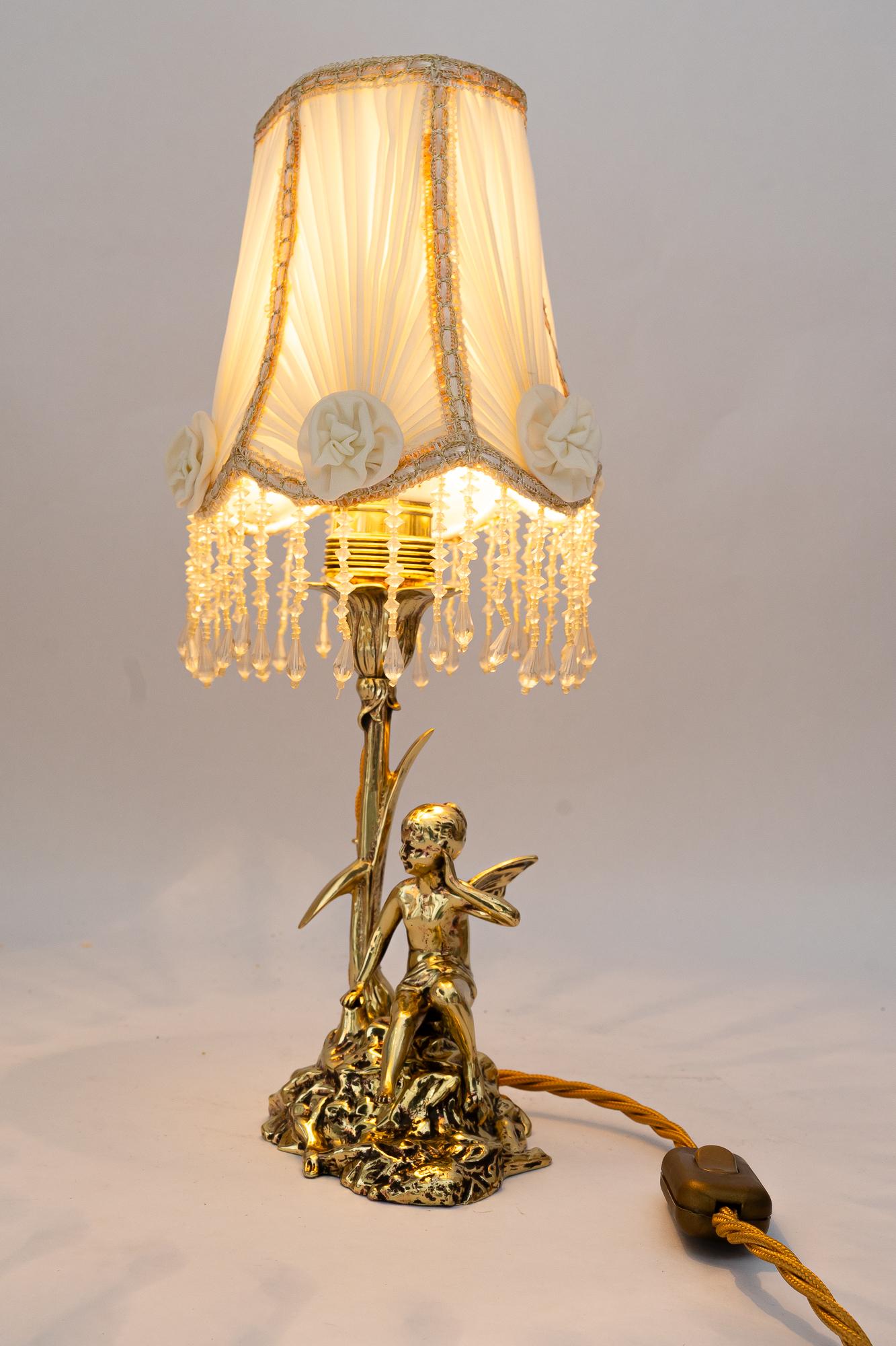 Jugendstil table lamp with fabric shade vienna around 1908 For Sale 7