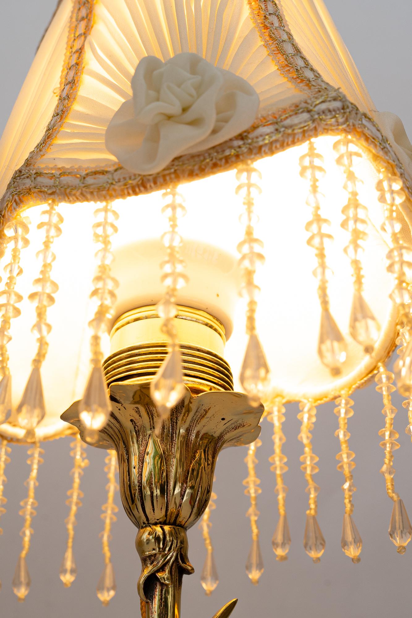 Jugendstil table lamp with fabric shade vienna around 1908 For Sale 9