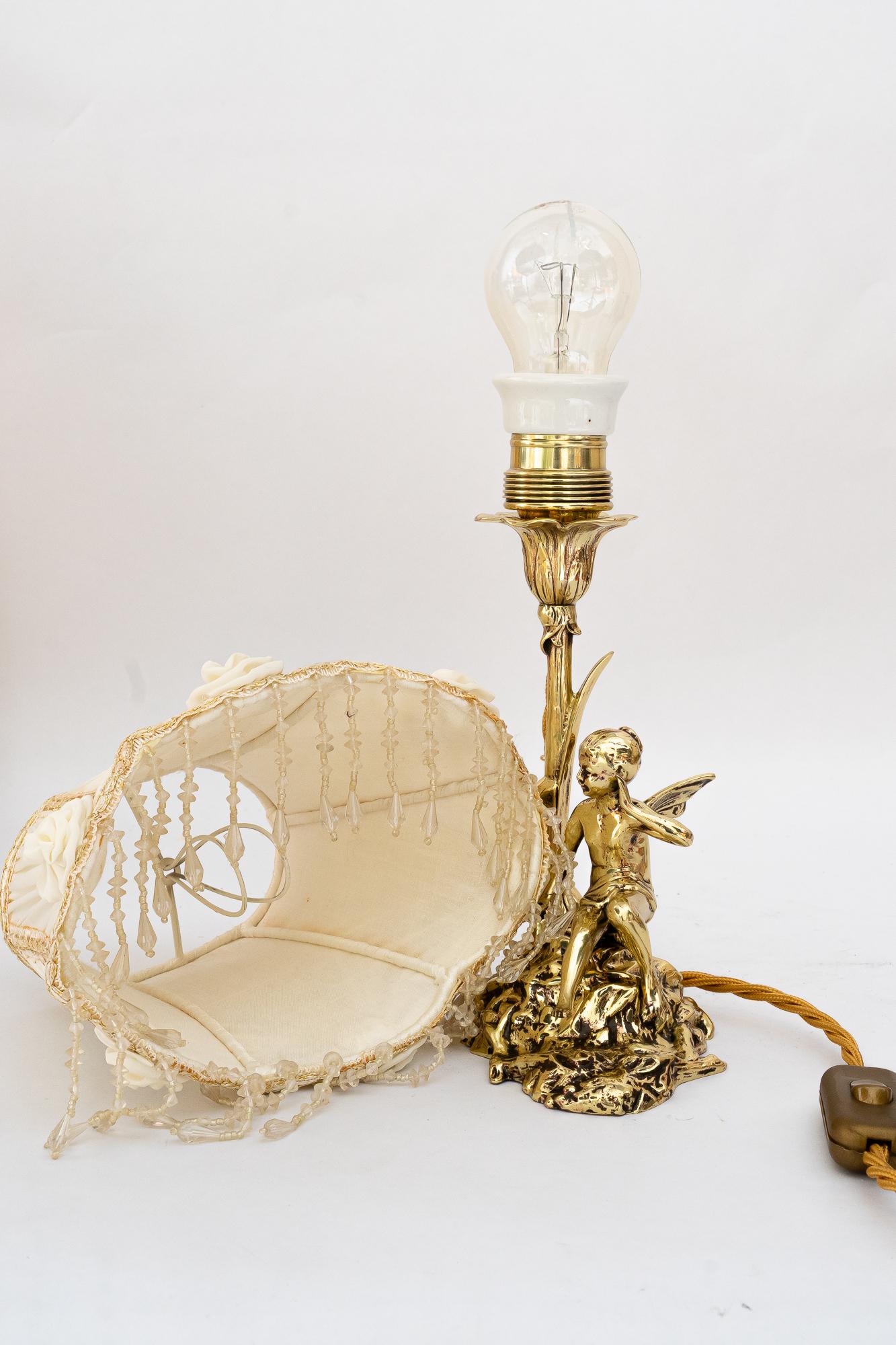 Jugendstil table lamp with fabric shade vienna around 1908 For Sale 11