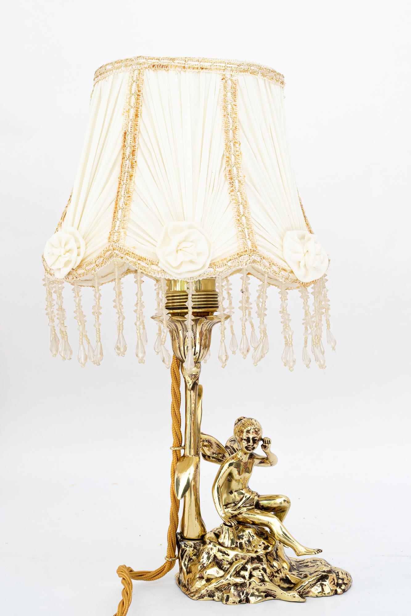 Early 20th Century Jugendstil table lamp with fabric shade vienna around 1908 For Sale