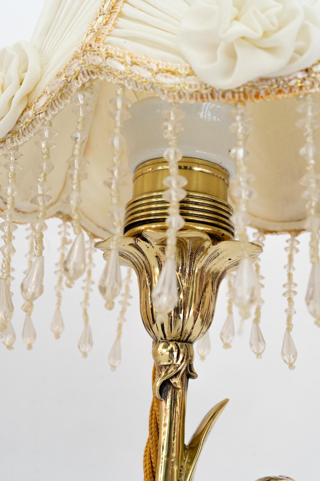 Jugendstil table lamp with fabric shade vienna around 1908 For Sale 1