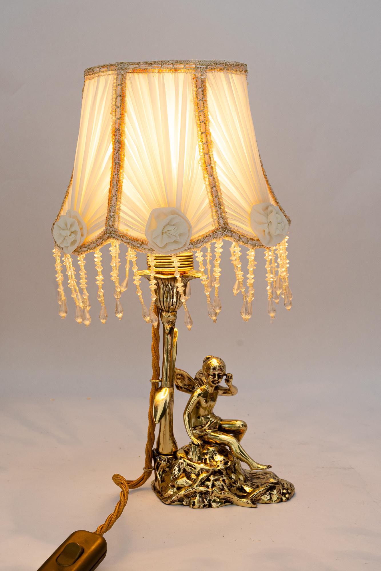 Jugendstil table lamp with fabric shade vienna around 1908 For Sale 2
