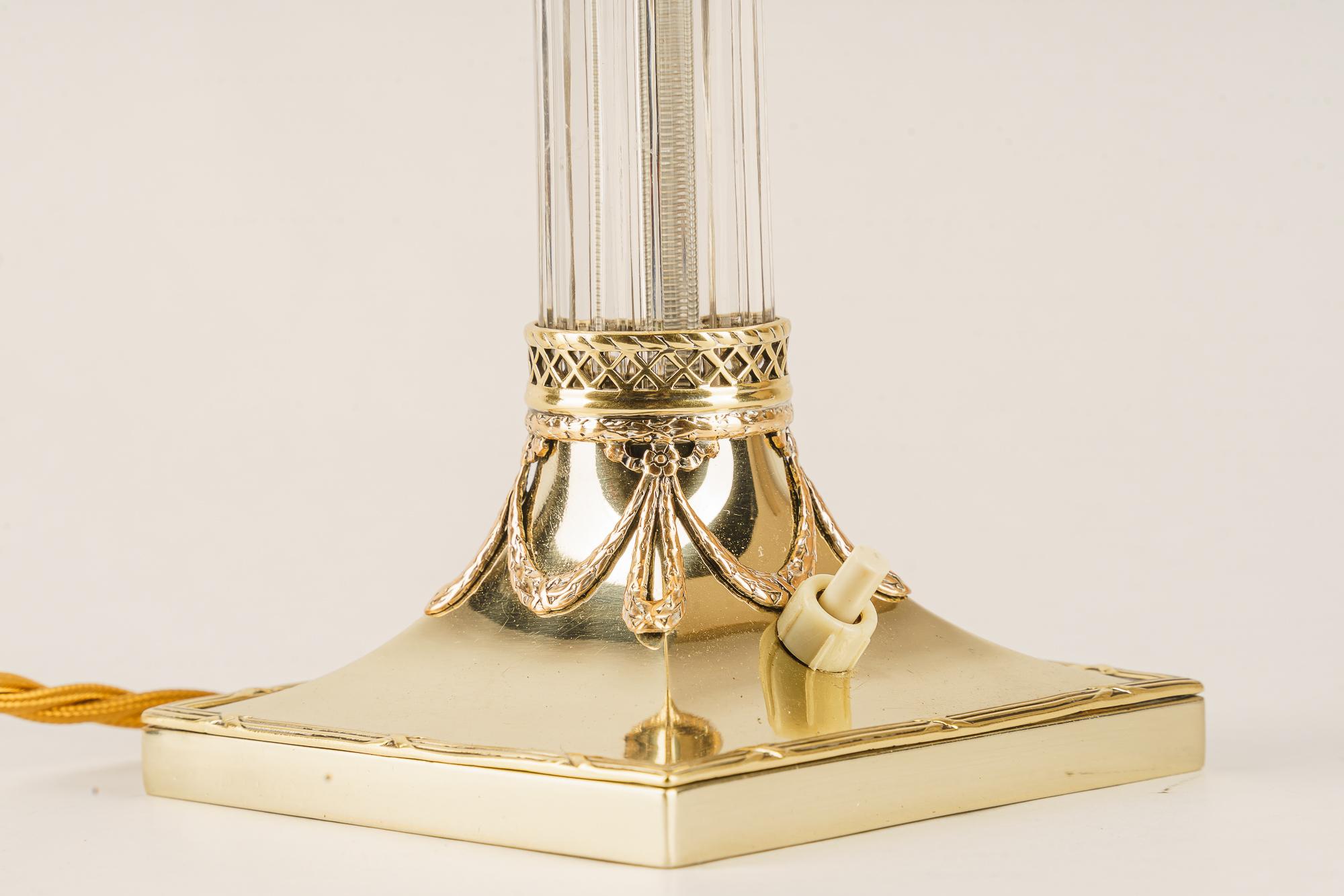 Lampe de table Jugendstil avec abat-jour en tissu viennois vers 1910  Bon état - En vente à Wien, AT