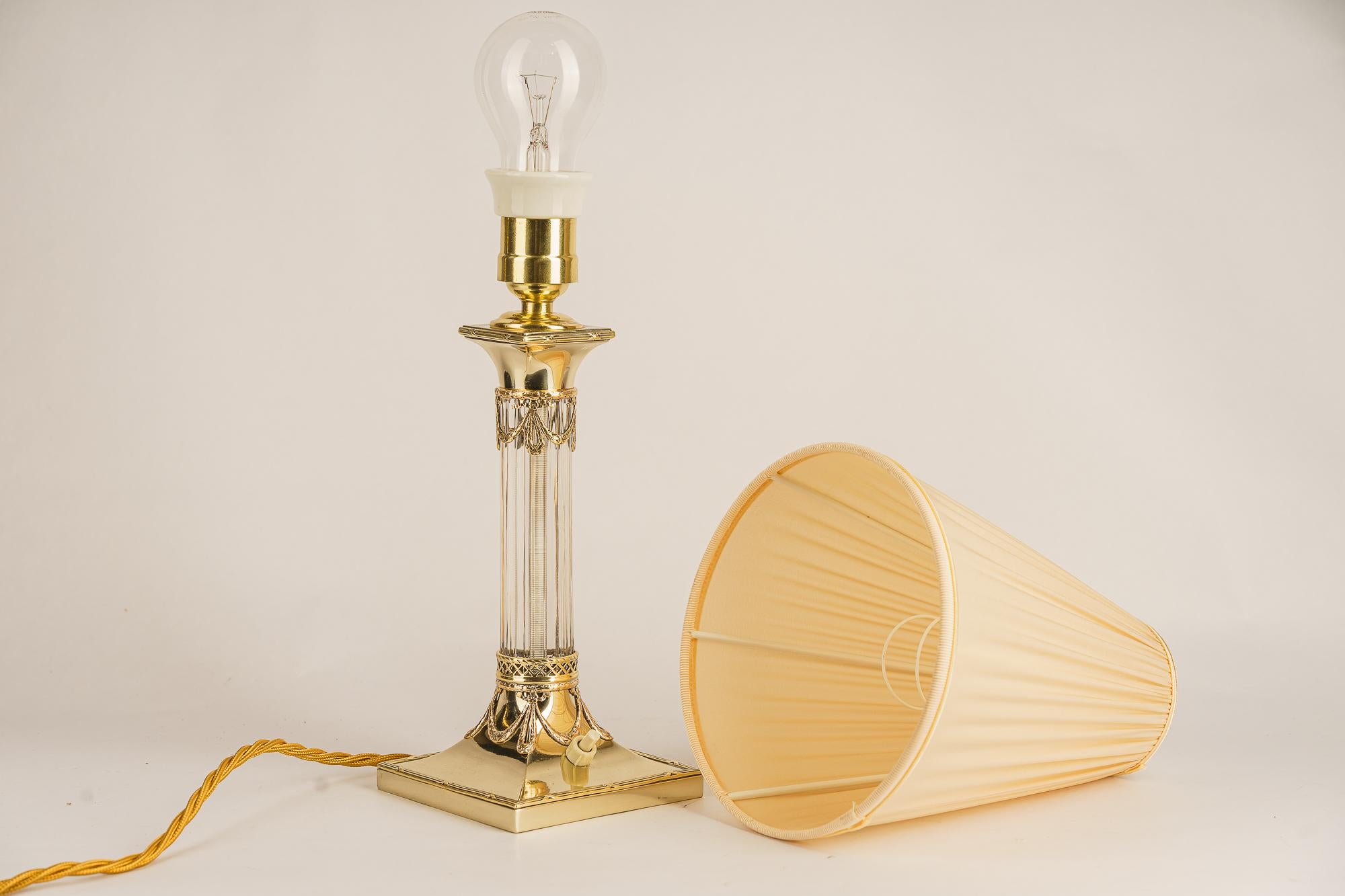 Jugendstil table lamp with fabric shade vienna around 1910  For Sale 2