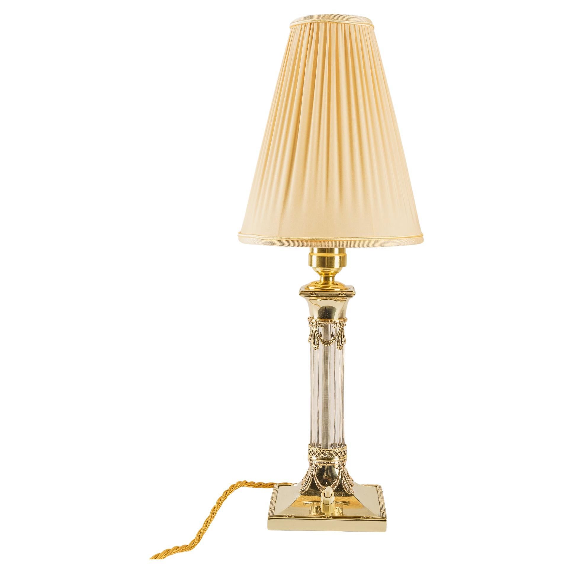 Lampe de table Jugendstil avec abat-jour en tissu viennois vers 1910 