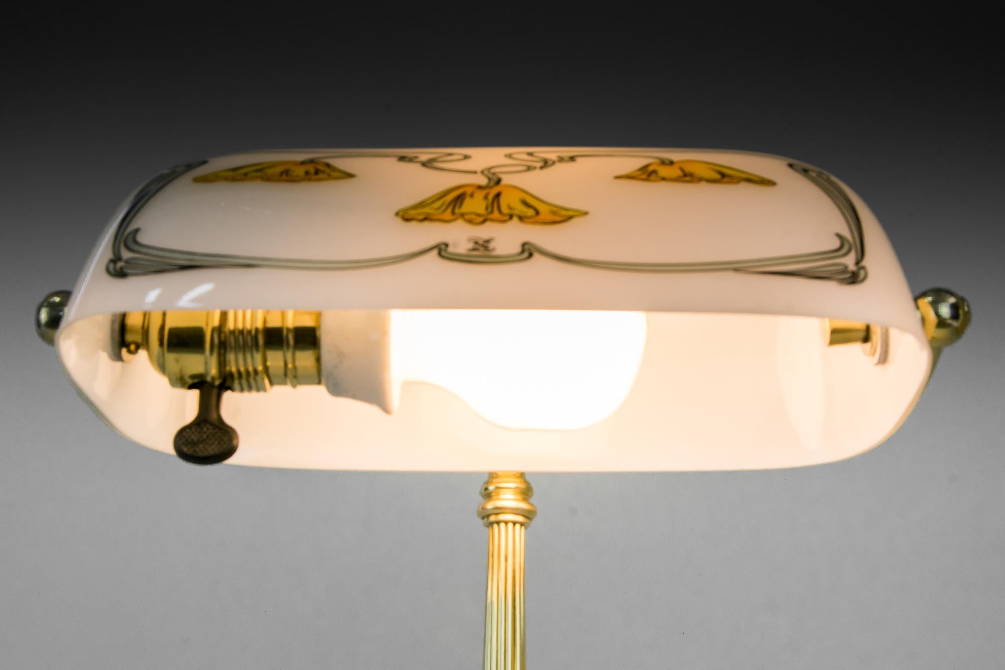 Jugendstil Table Lamp with New Glass Shade, Vienna, circa 1908 For Sale 3