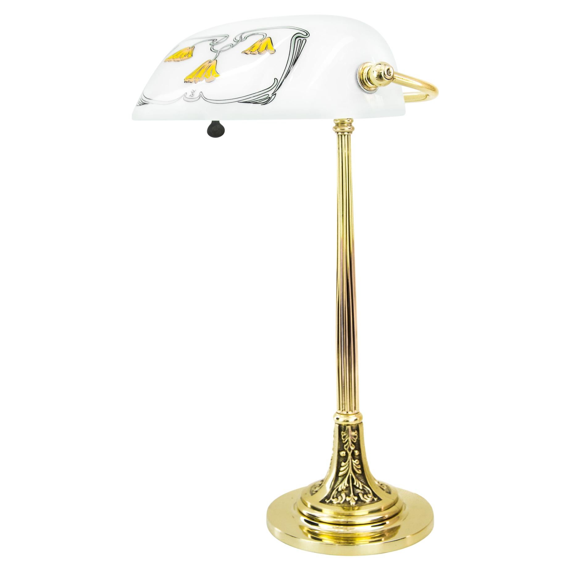 Jugendstil Table Lamp with New Glass Shade, Vienna, circa 1908