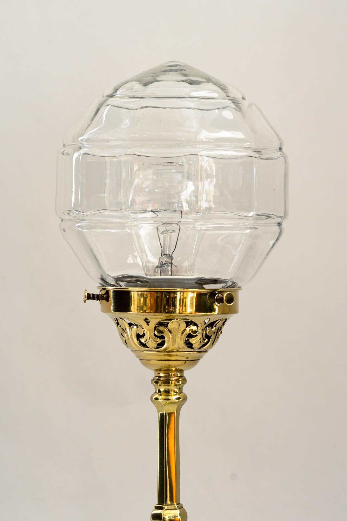 Austrian Jugendstil Table Lamp with Original Glass Shade, Vienna, Around 1910s