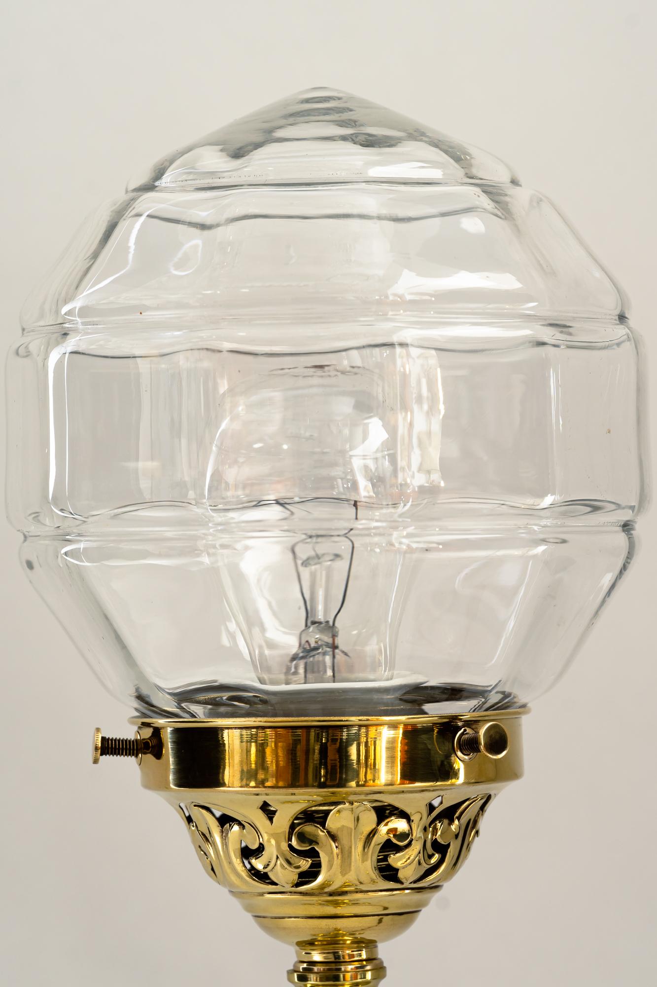 Jugendstil Table Lamp with Original Glass Shade, Vienna, Around 1910s In Good Condition In Wien, AT