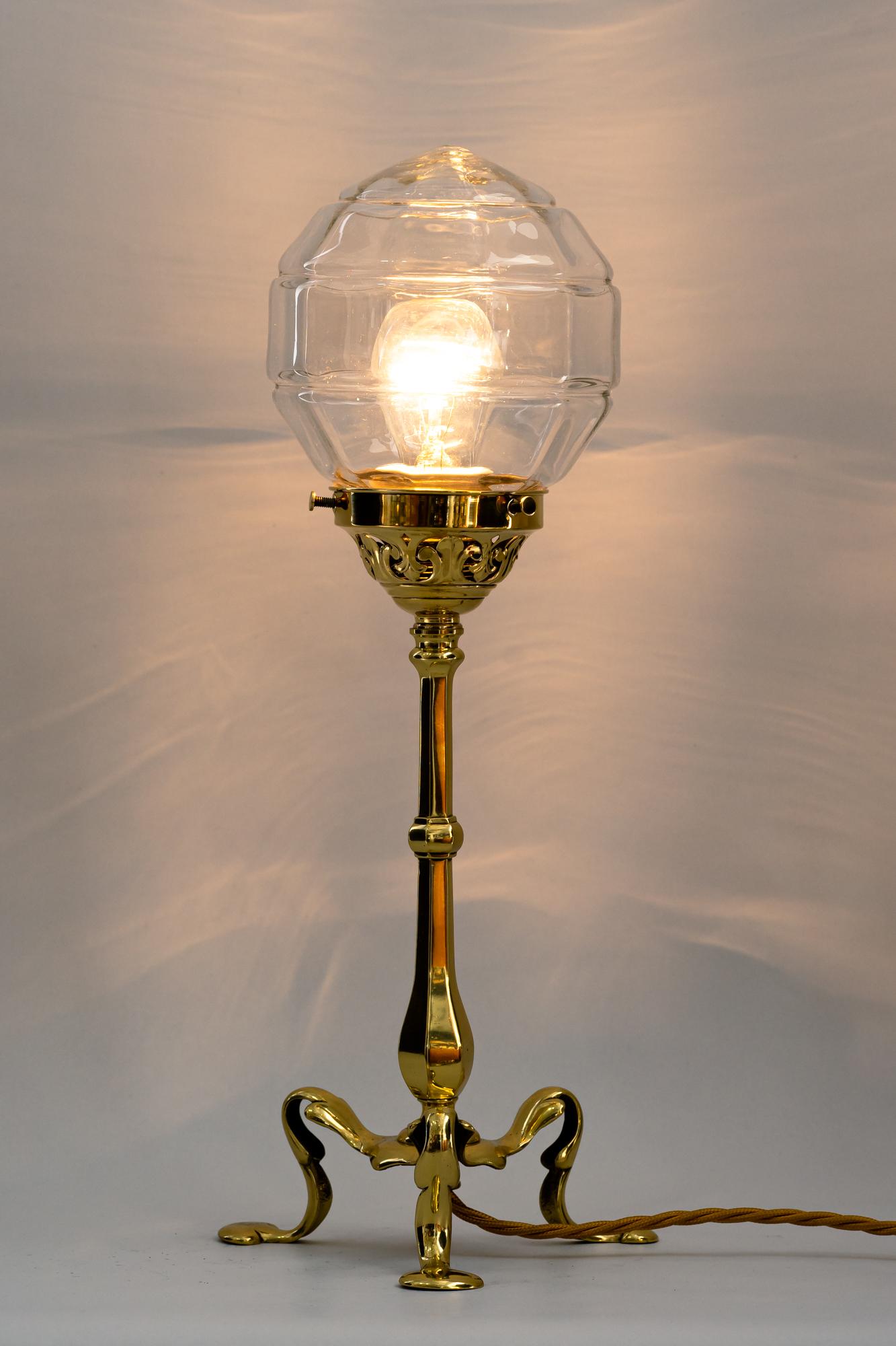 Early 20th Century Jugendstil Table Lamp with Original Glass Shade, Vienna, Around 1910s