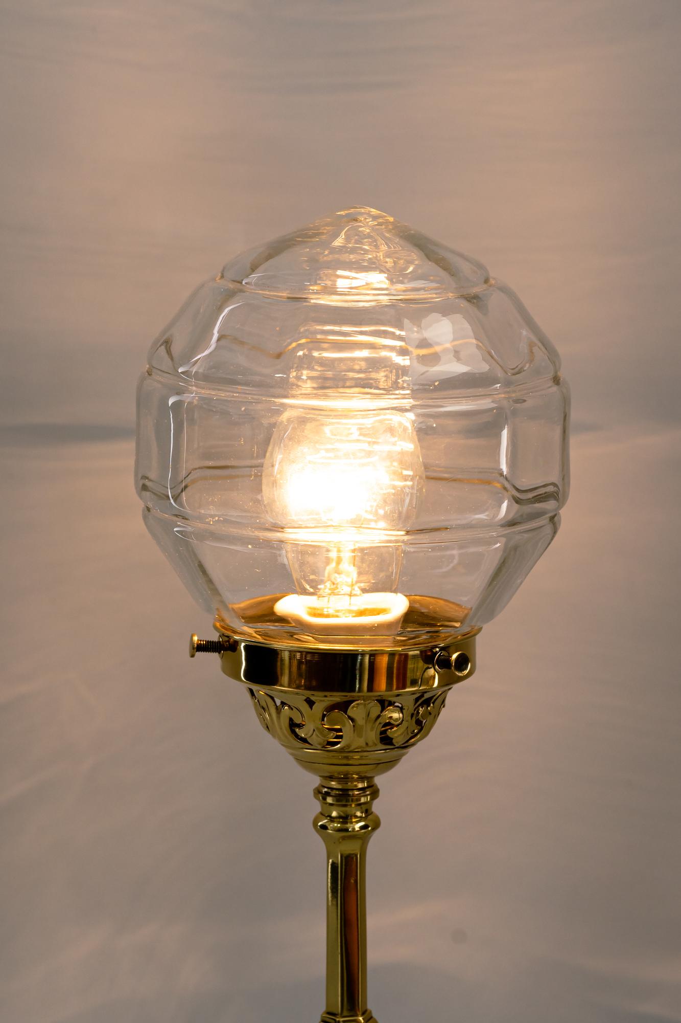 Jugendstil Table Lamp with Original Glass Shade, Vienna, Around 1910s 1