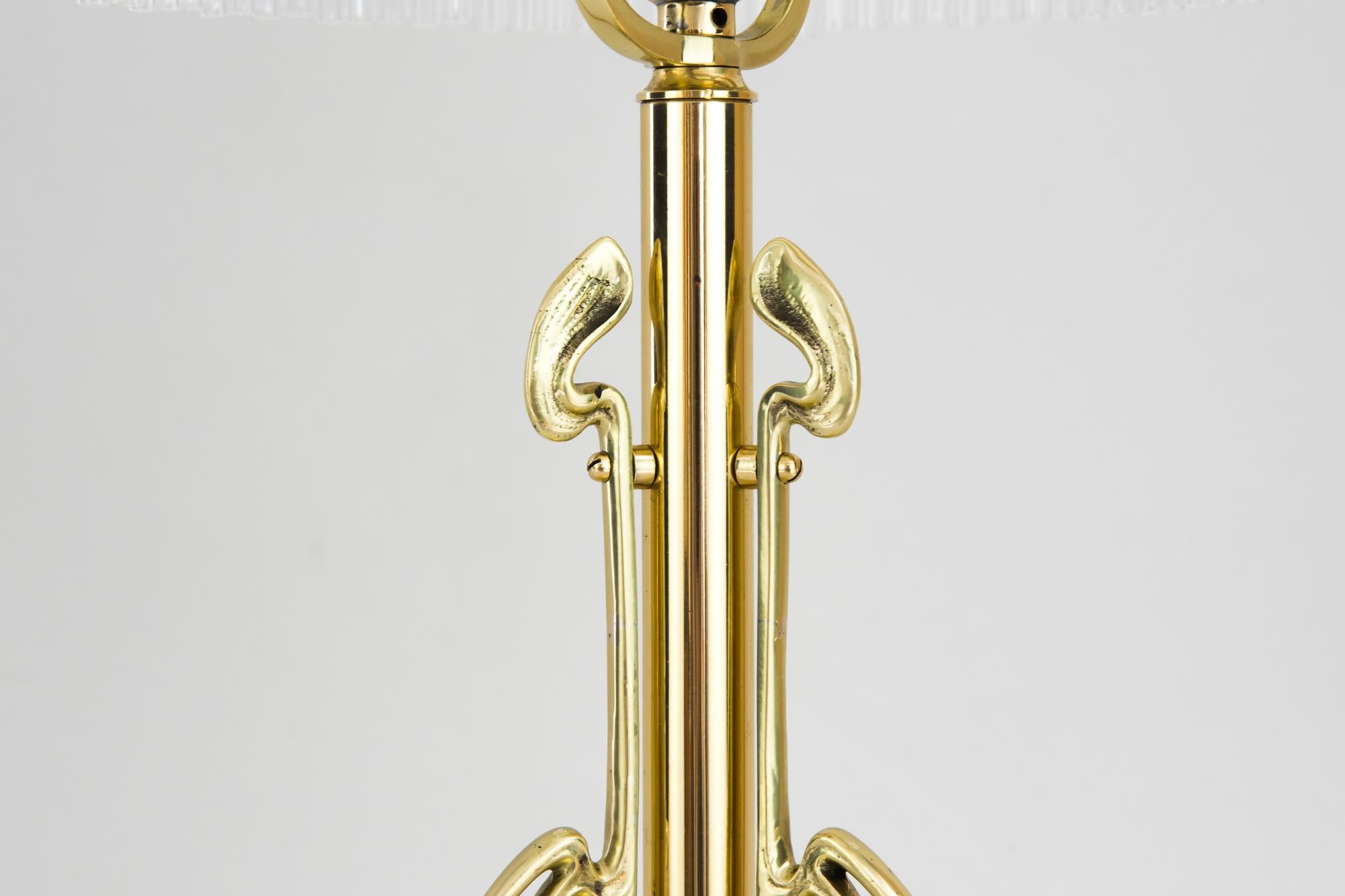 Brass Jugendstil Table Lamp with Original 