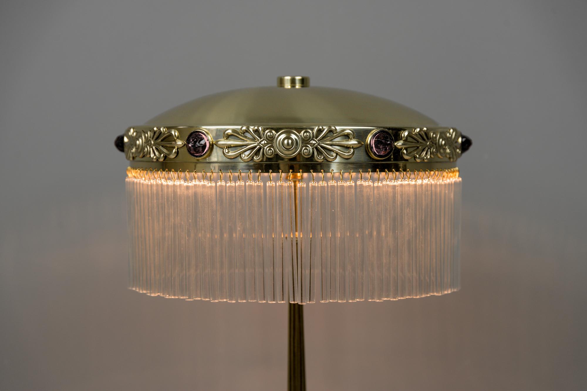 Jugendstil Table Lamp with Red Opaline Stones, circa 1908 5