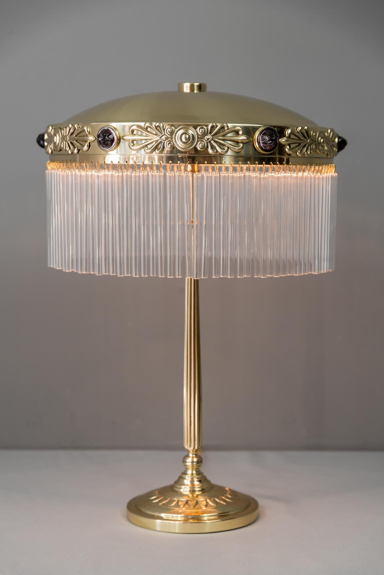 Jugendstil Table Lamp with Red Opaline Stones, circa 1908 6