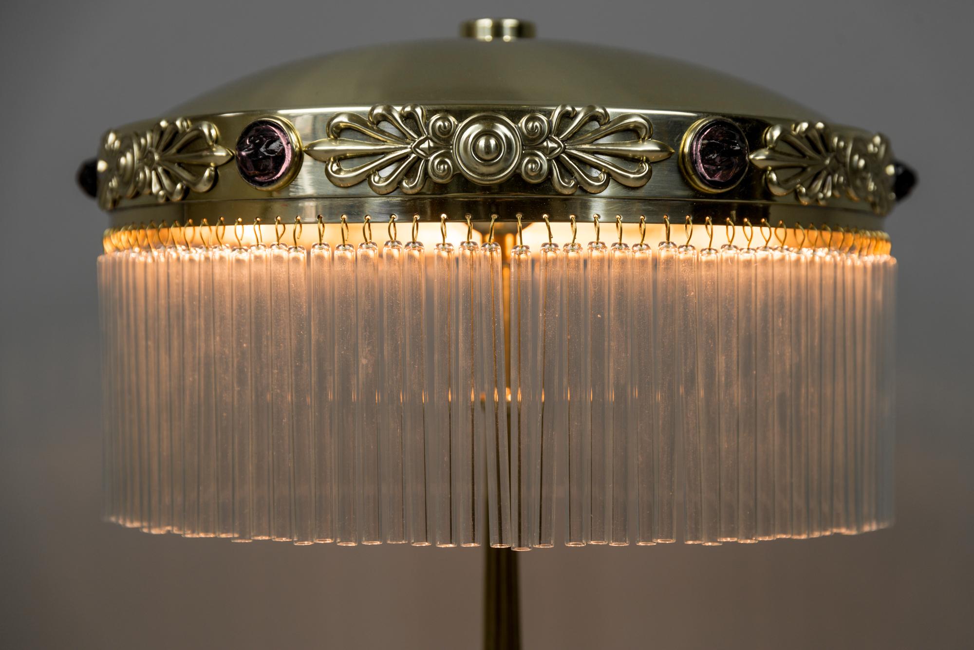 Jugendstil Table Lamp with Red Opaline Stones, circa 1908 7