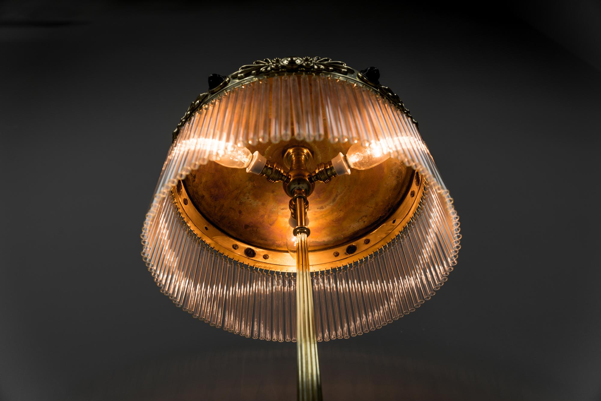 Jugendstil Table Lamp with Red Opaline Stones, circa 1908 8