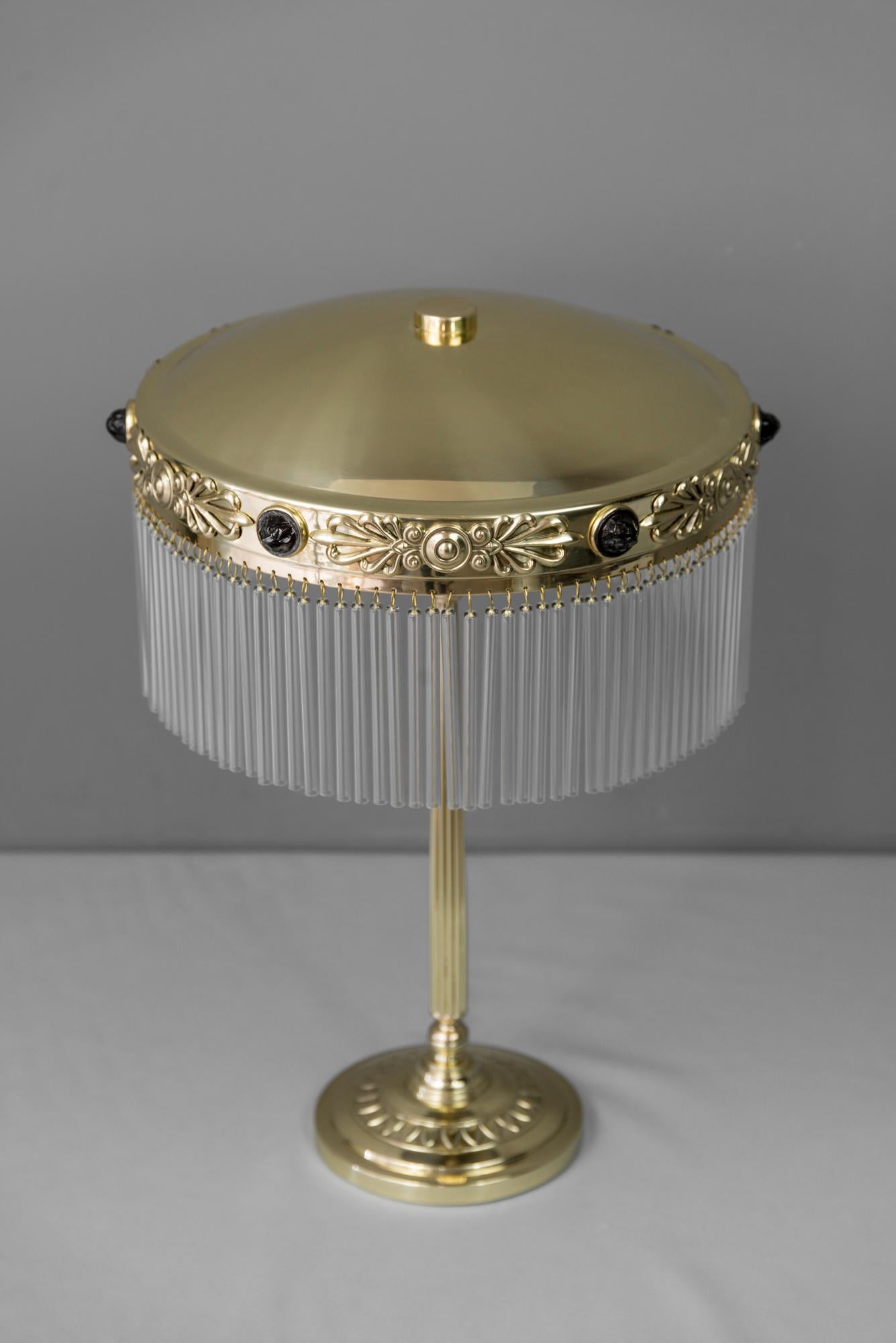 Austrian Jugendstil Table Lamp with Red Opaline Stones, circa 1908