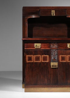 Jugendstil Viennese Secession bar cabinet in the style of Koloman Moser