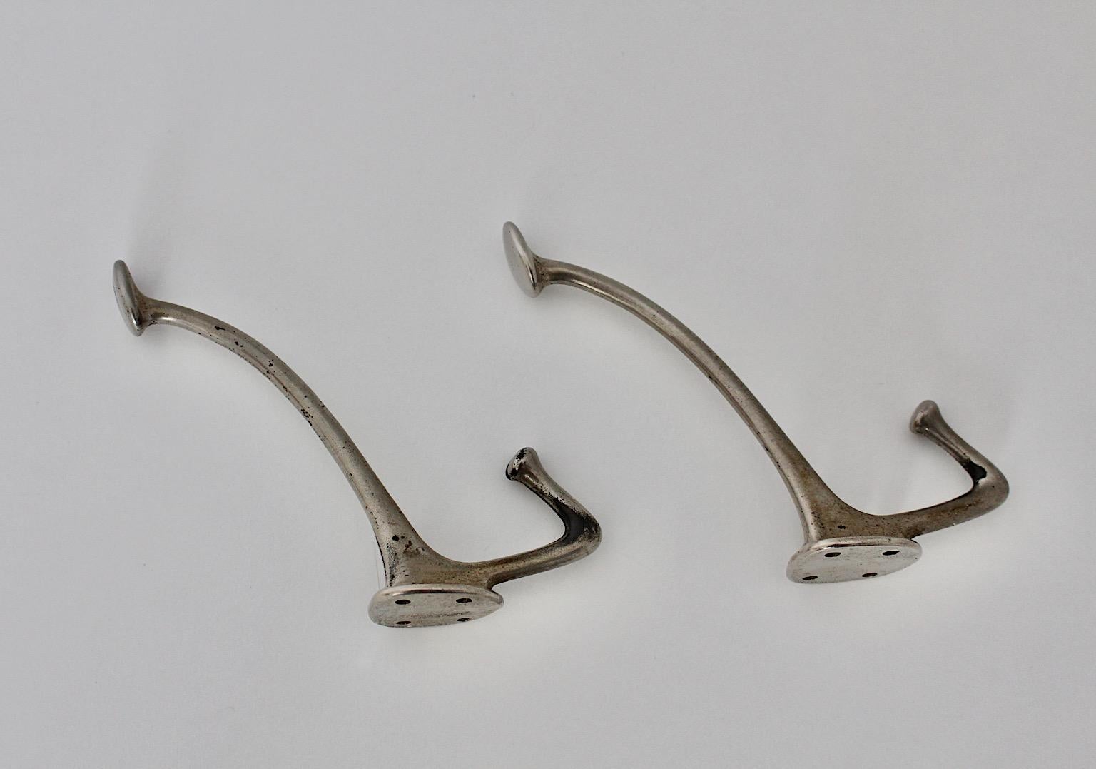 Jugendstil Vintage Adolf Loos Pair of Coat Hooks Nickel Plated circa 1916 Vienna For Sale 6