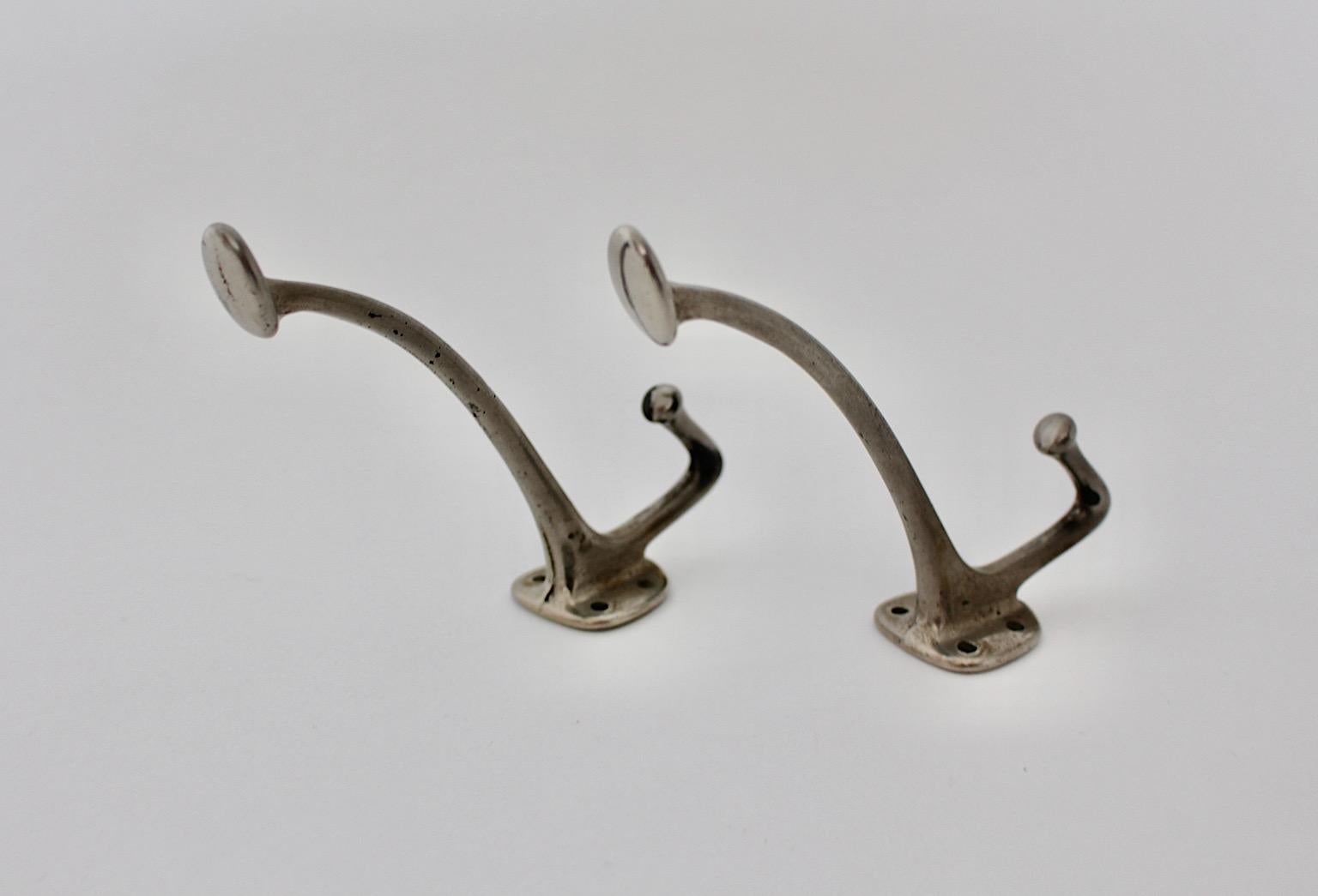 Jugendstil Vintage Adolf Loos Pair of Coat Hooks Nickel Plated circa 1916 Vienna For Sale 4