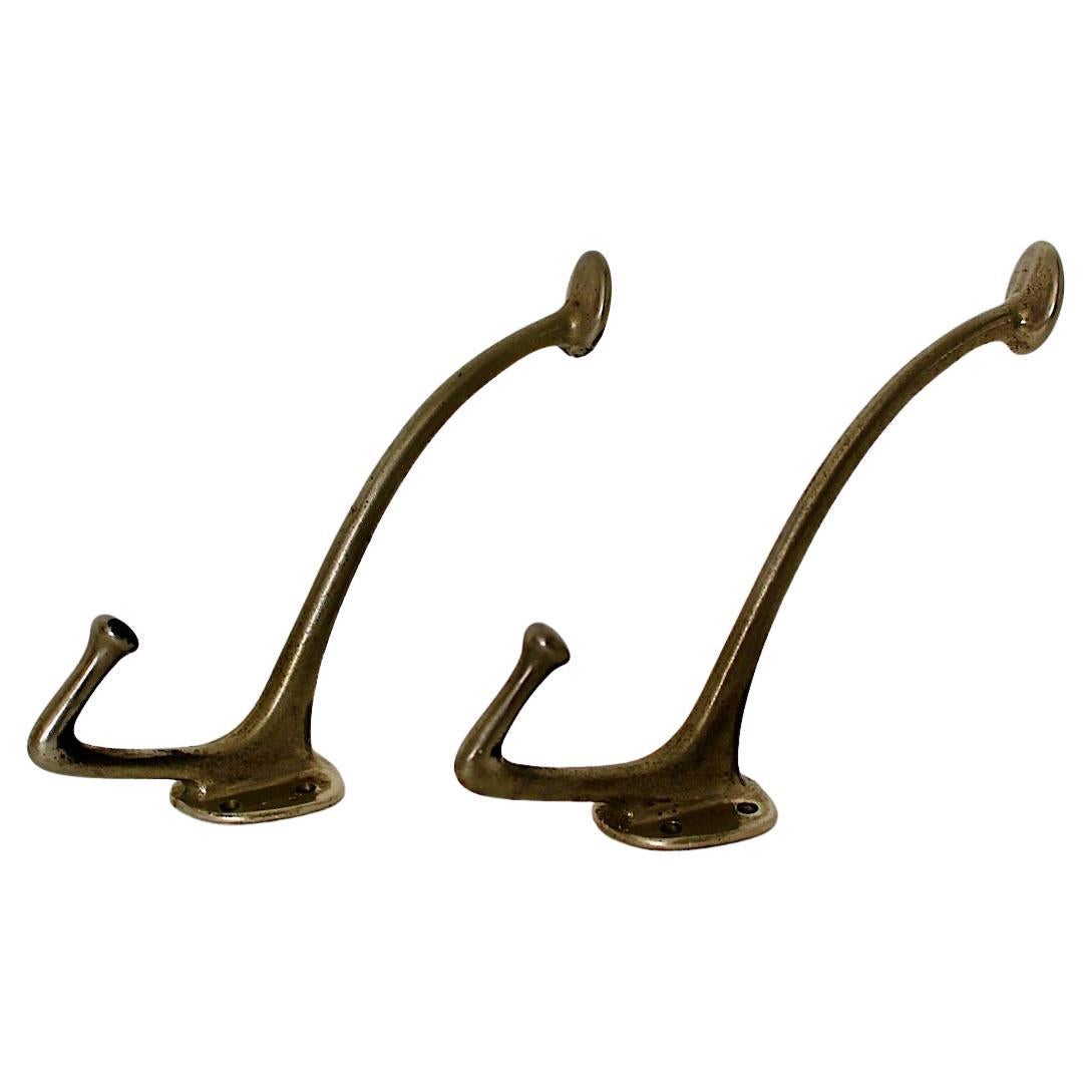 Jugendstil Vintage Adolf Loos Pair of Coat Hooks Nickel Plated circa 1916 Vienna For Sale