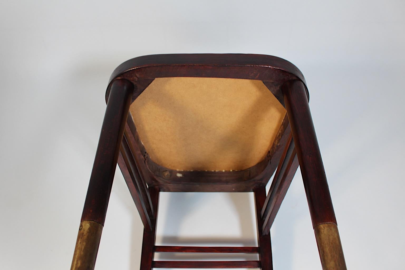 Jugendstil Vintage Beech Leather Side Chair Joseph Urban Gebrüder Thonet 1903 For Sale 7