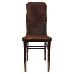 Jugendstil Vintage Beech Leather Side Chair Joseph Urban Gebrüder Thonet 1903