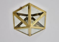 Jugendstil Vintage Brass Glass Flush Mount Sconce Josef Hoffmann 1903 Austria