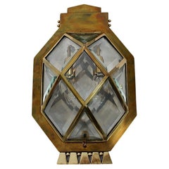 Jugendstil Vintage Brass Glass Geometric Sconce Wall Light circa 1910 Vienna