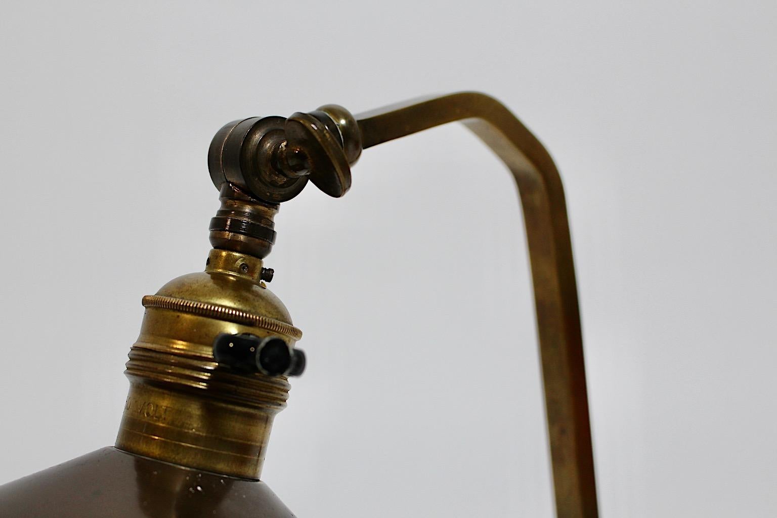 Jugendstil Vintage Brass Multicolored Glass Stones Table Lamp 1910 Austria For Sale 3