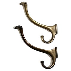 Jugendstil Antique Duo Pair of Nickel Plated Metal Coat Hooks circa 1915, Vienna