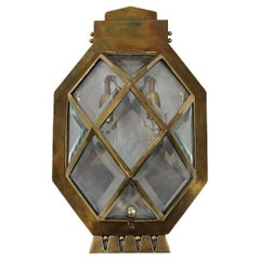 Jugendstil Vintage Geometric Sconce Wall Light Brass Glass circa 1910 Vienna