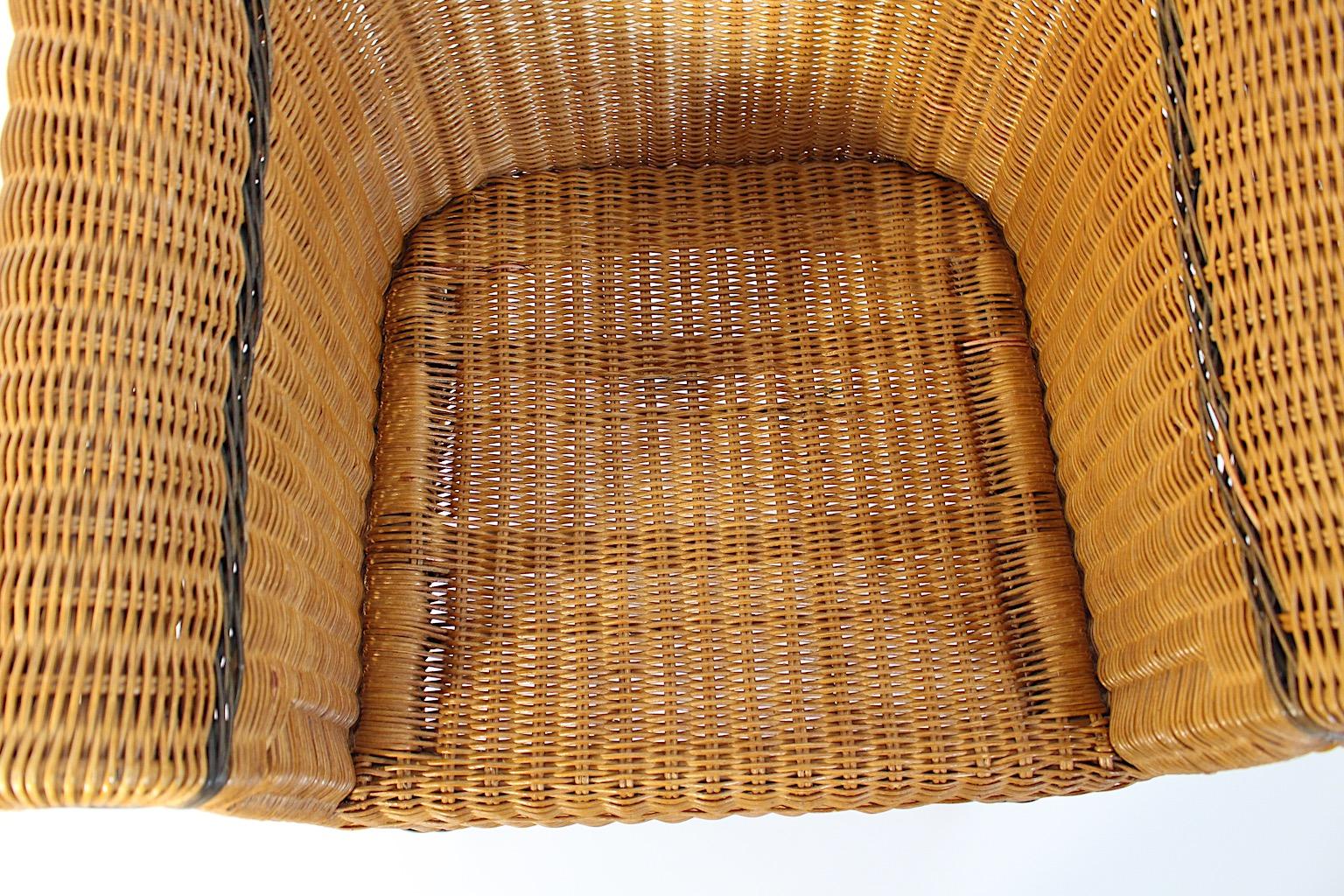 Jugendstil Vintage Sillón de ratán Silla de salón Prag-Rudniker Korbwaren c 1910 en venta 7