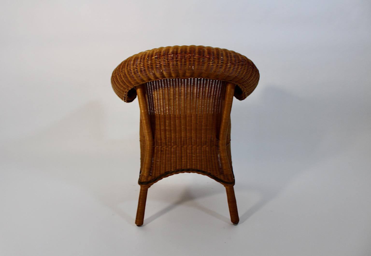 Jugendstil Vintage Rattan Armchair Lounge Chair Prag-Rudniker Korbwaren c 1910 For Sale 2