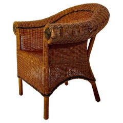 Jugendstil Vintage Rattan Armchair Lounge Chair Prag-Rudniker Korbwaren c 1910