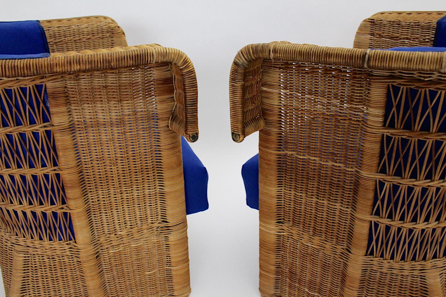 Jugendstil Vintage Rattan Armchairs or Club Chairs by Hans Vollmer, Vienna For Sale 7