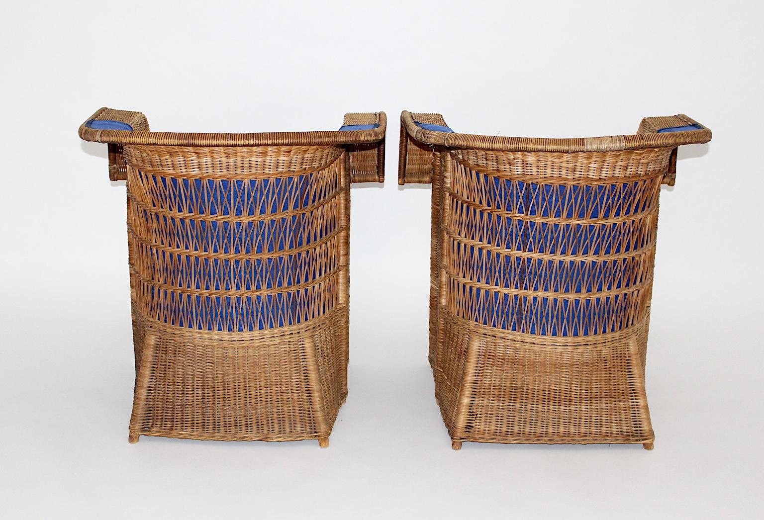 Jugendstil Vintage Rattan Armchairs or Club Chairs by Hans Vollmer, Vienna For Sale 10