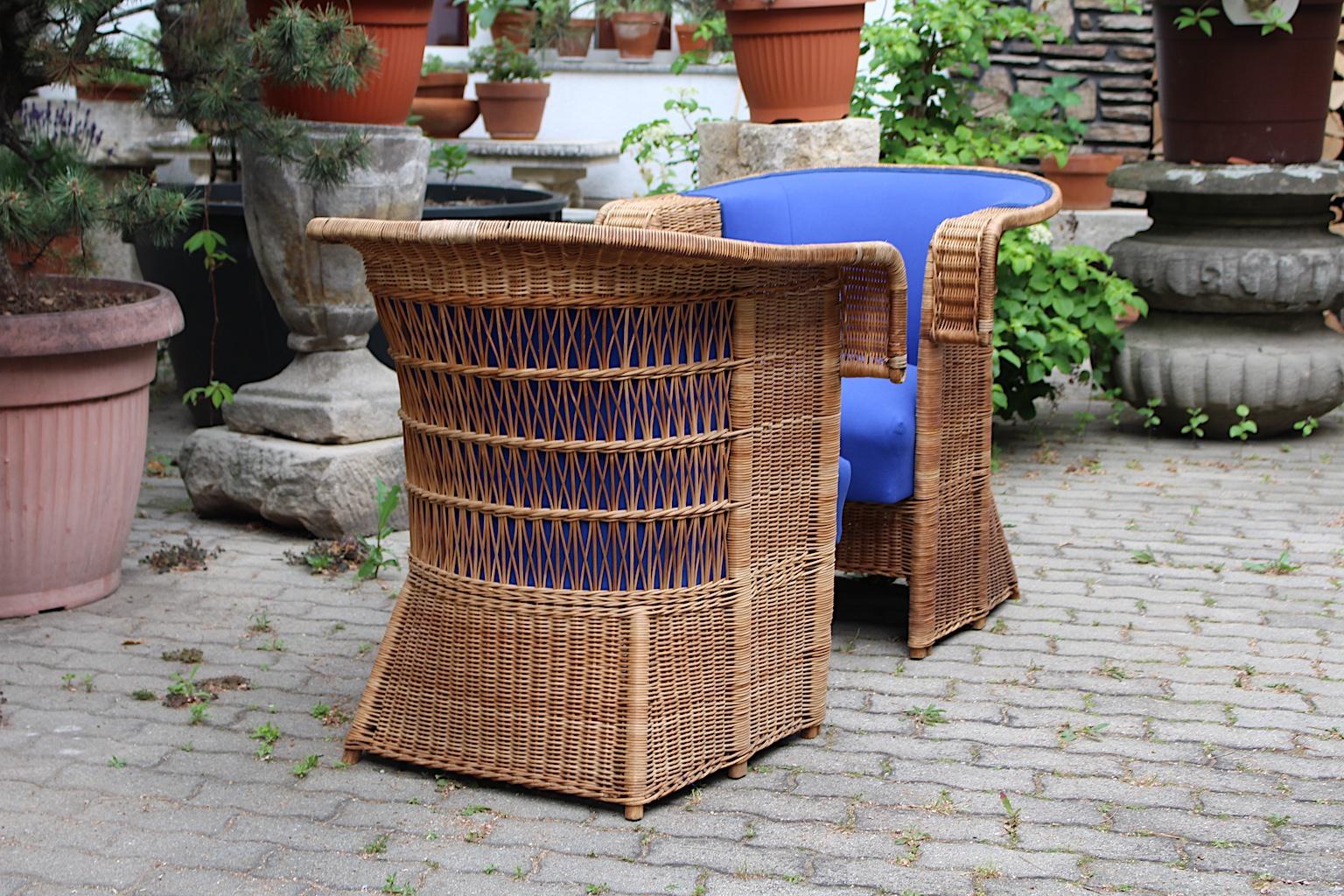 Jugendstil Vintage Rattan Armchairs or Club Chairs by Hans Vollmer, Vienna For Sale 1