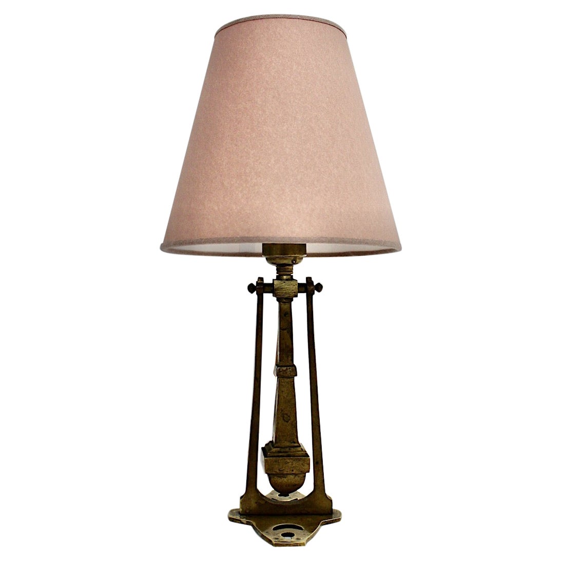 Jugendstil Vintage Table Lamp Wall Light Brass Dust Pink Austria circa 1910