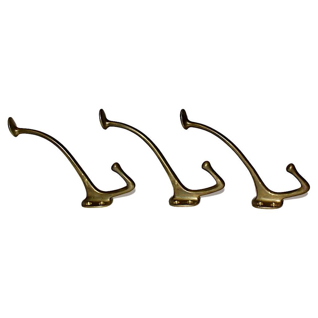 Jugendstil Vintage Three Brass Wall Hooks Adolf Loos, 1916, Vienna For Sale  at 1stDibs